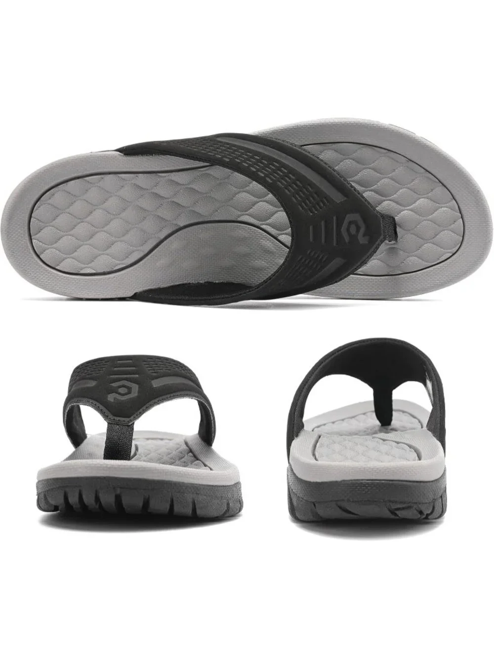Men's Black&Grey Flip-flops Thongs Sandals Durable Comfort Slippers For Casual